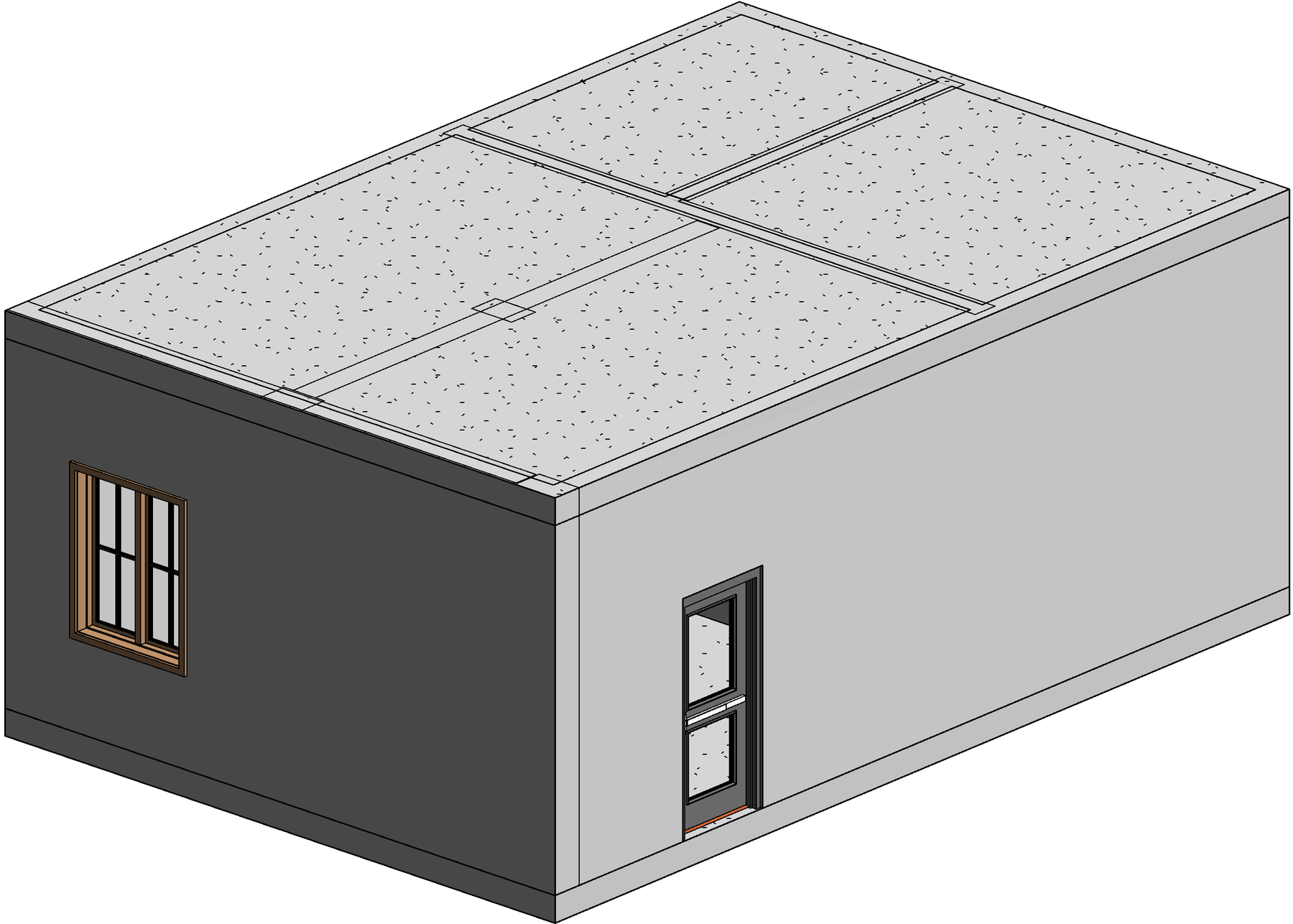 Concrete shell in Autodesk Revit with no plaster applied to the external walls